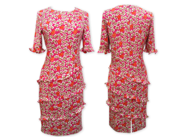 Handmade designer red floral dress